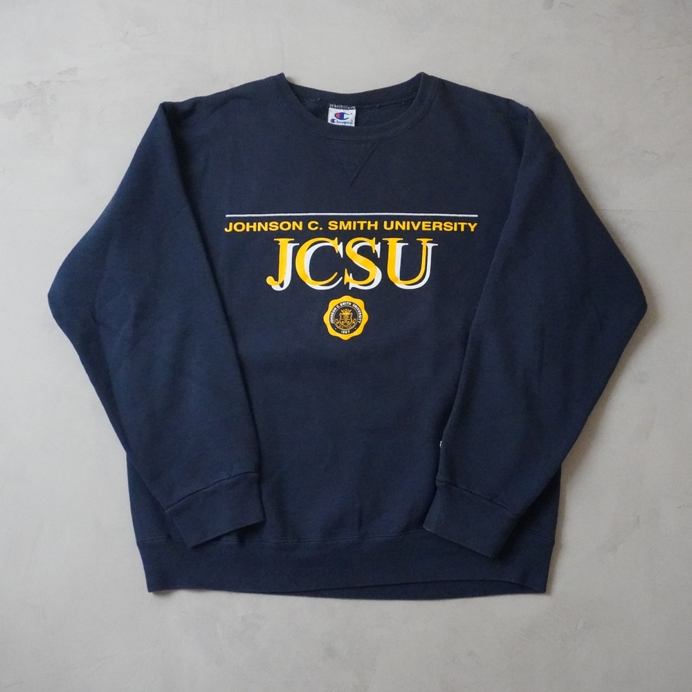 Vintage Champion JCSU Sweatshirt Large Mens 90s Navy Johnson C Smith USA Made